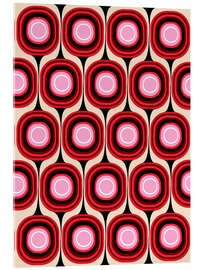 Acrylglasbild Red Retro Pop Pattern - Mandy Reinmuth