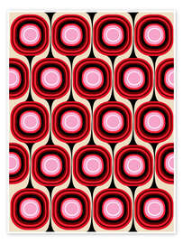 Wandbild Red Retro Pop Pattern - Mandy Reinmuth