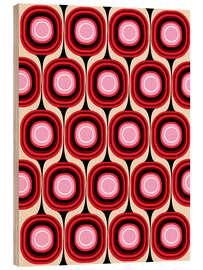 Holzbild Red Retro Pop Pattern - Mandy Reinmuth