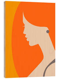 Holzbild Retro Pop Silhouette Orange - Mandy Reinmuth