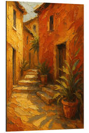 Tableau en aluminium Sunny mediterranean street with stone houses - Natalie Bruns