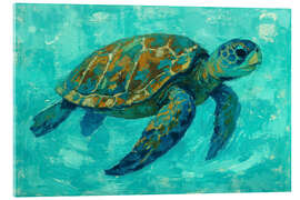 Acrylglasbild Meeresschildkröte schwimmt im türkisfarbenen Wasser