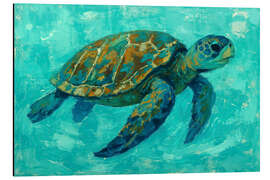 Alubild Meeresschildkröte schwimmt im türkisfarbenen Wasser - Natalie Bruns