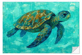Wandsticker Meeresschildkröte schwimmt im türkisfarbenen Wasser - Natalie Bruns