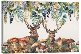 Leinwandbild Hirschfreunde im Wald - Andrea Haase