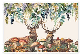 Poster Hirschfreunde im Wald - Andrea Haase