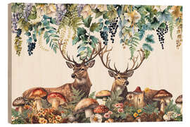 Holzbild Hirschfreunde im Wald - Andrea Haase