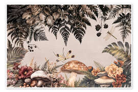 Wandbild Farn Wald Pilze - Andrea Haase