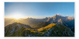 Wandbild Sonnenuntergang am Dachstein, Gosaukamm - Dieter Meyrl