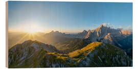 Holzbild Sonnenuntergang am Dachstein, Gosaukamm - Dieter Meyrl