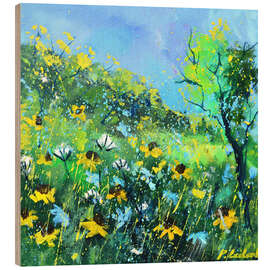 Holzbild Morgen Wildblumen - Pol Ledent