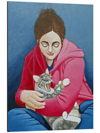 Magnettafel Katze mit Frau