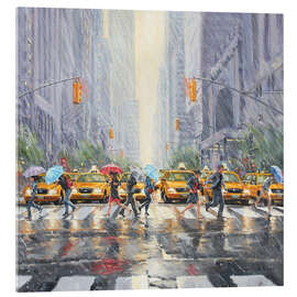 Acrylglasbild Regentag in New York - Paul Simmons