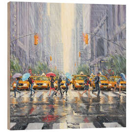 Holzbild Regentag in New York - Paul Simmons