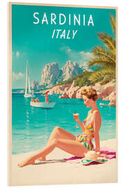 Acrylglasbild Sardinien, Italien, Vintage Reisekunst