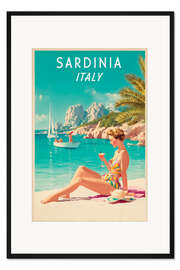 Gerahmter Kunstdruck Sardinien, Italien, Vintage Reisekunst