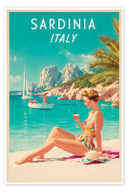 Poster Sardinien, Italien, Vintage Reisekunst
