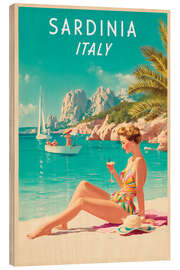 Holzbild Sardinien, Italien, Vintage Reisekunst