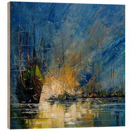 Holzbild Hafen - Justyna Kopania