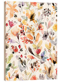 Holzbild Rustikale wilde botanische Blumen - Ninola Design