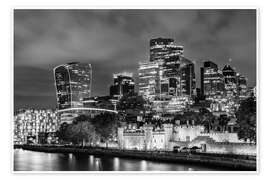 Poster Tower of London vor moderner Skyline - Melanie Viola