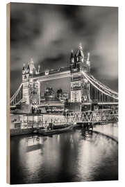 Holzbild Tower Bridge London - Magie am Abend - Melanie Viola