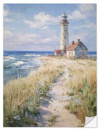 Wandsticker Leuchtturm und Meereslandschaft