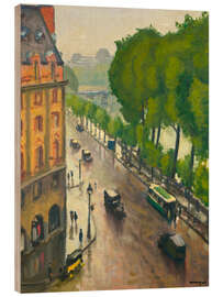 Holzbild Paris im Regen