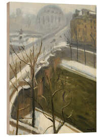 Holzbild Paris im Schnee