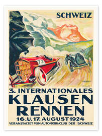 Wandbild 3. Internationales Klausen Rennen - Emil Huber, 1924 - Vintage Advertising Collection