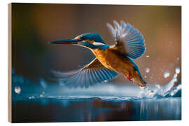 Holzbild Eisvogel am Fluß