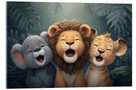 Acrylglasbild Dschungelfreunde - Fröhliche Tierfamilie - Thomas Klee