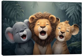 Leinwandbild Dschungelfreunde - Fröhliche Tierfamilie - Thomas Klee