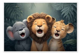 Wandbild Dschungelfreunde - Fröhliche Tierfamilie - Thomas Klee