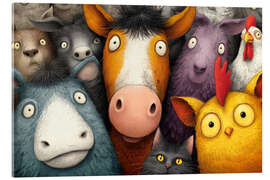 Acrylglasbild Tierische Nachbarn - Bunte Hofgemeinschaft