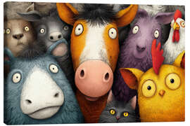 Leinwandbild Tierische Nachbarn - Bunte Hofgemeinschaft