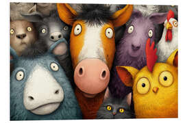 Hartschaumbild Tierische Nachbarn - Bunte Hofgemeinschaft