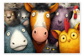 Wandbild Tierische Nachbarn - Bunte Hofgemeinschaft - Thomas Klee