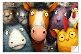 Wandsticker Tierische Nachbarn - Bunte Hofgemeinschaft