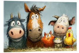 Acrylglasbild Bauernhoftiere schauen verdutzt
