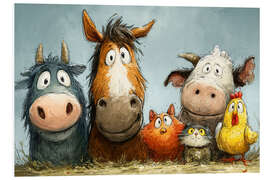 Hartschaumbild Bauernhoftiere schauen verdutzt - Thomas Klee