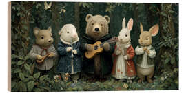 Holzbild Waldtiere Orchester - Märchenhafte Musikanten
