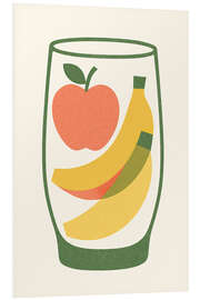 Hartschaumbild Bananen und Äpfel im Glas Mid-Century - Gradient Grooves