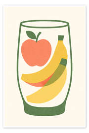 Wandbild Bananen und Äpfel im Glas Mid-Century - Gradient Grooves