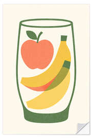 Sticker mural Bananas and Apple in a Glass Mid-Century - Gradient Grooves