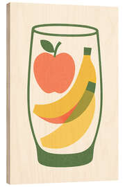 Holzbild Bananen und Äpfel im Glas Mid-Century - Gradient Grooves