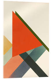 Acrylglasbild Rotes Dreieck mit überlappenden Bändern Bauhaus - Gradient Grooves