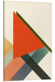 Alubild Rotes Dreieck mit überlappenden Bändern Bauhaus - Gradient Grooves