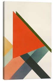 Leinwandbild Rotes Dreieck mit überlappenden Bändern Bauhaus - Gradient Grooves