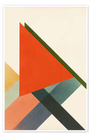 Wandbild Rotes Dreieck mit überlappenden Bändern Bauhaus - Gradient Grooves